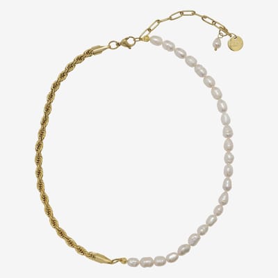 Essenza Mix Chain Pearls Necklace Gold