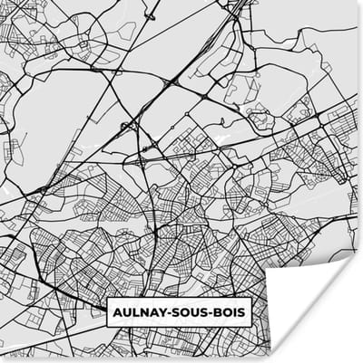 Poster Aulnay-sous-Bois - Plattegrond - Frankrijk - Kaart - Stadskaart - 100x100 cm XXL