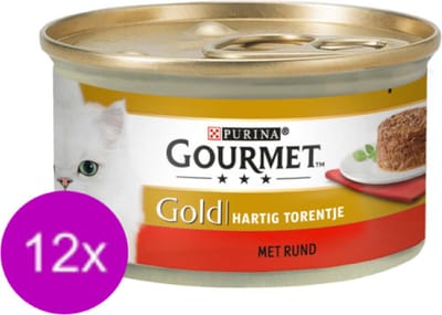 12x Gourmet Gold - Hartig Torentje Rund - Kattenvoer - 85g