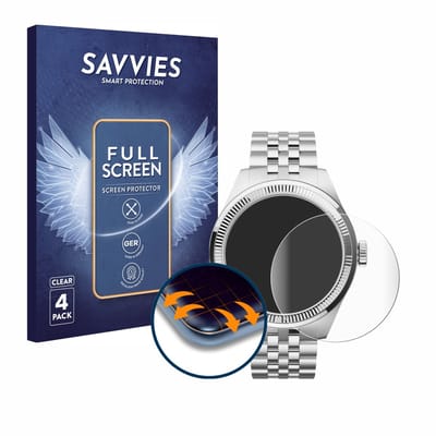 Savvies - Screenprotector voor Withings ScanWatch Nova Brilliant (39 mm) - Folie Beschermfolie transparant volledig dekking 4 Stuks