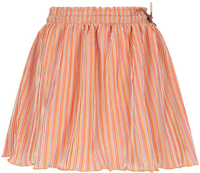 NONO - Norah Striped Plissee Skirt - Orange Coral - Maat 104