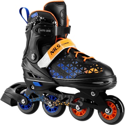 Nils Extreme BRAVE 2w1 - Rolschaatsen - Niebiesko-Pomarańczowy - Maat M - Met Hokejowă Płoza