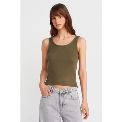Geribbelde Mouwloze Gebreide Camisole Blouse