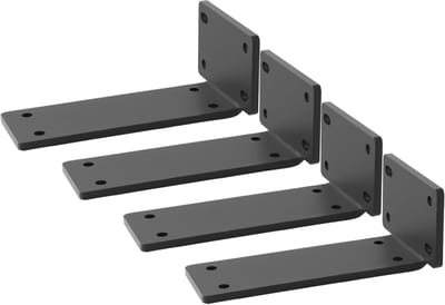 Set van 4 Zwarte Planksteunen, Drijvende Planksteunen van 5 Inch, Sterke Metalen L-Beugels voor Wandplanken en Wandbevestiging