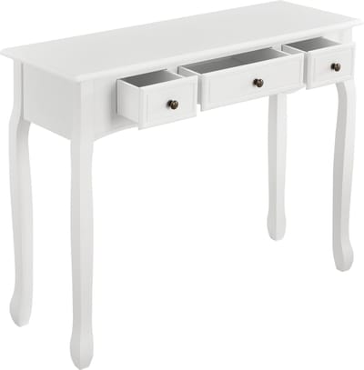 Console tafel sidetafel met 3 lades landelijk 100x35x78 cm wit
