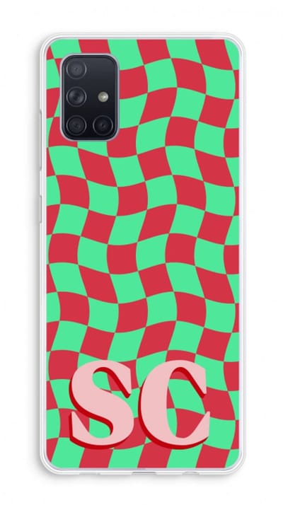 Gepersonaliseerd - Case Company® - Hoesje geschikt voor Samsung Galaxy A71 hoesje - Grid Monogram - Soft Cover Telefoonhoesje - Bescherming aan alle Kanten en Schermrand