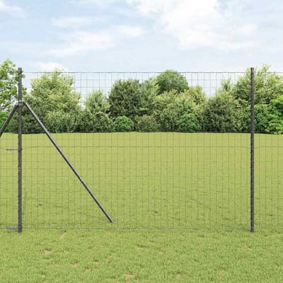 vidaXL - Euro-hek - met - grondbevestiging - 10 - x - 1,5 - m - PVC-Coated - Staal - Grijs