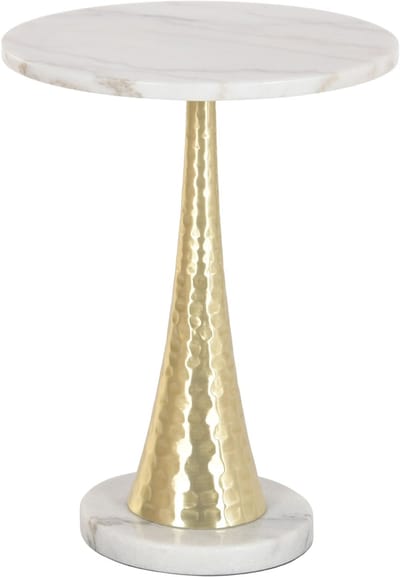 Atmosphera Bijzettafel / salontafel Elegance - goud - metaal / marmer - rond - D41 x H53 cm - luxe wonen