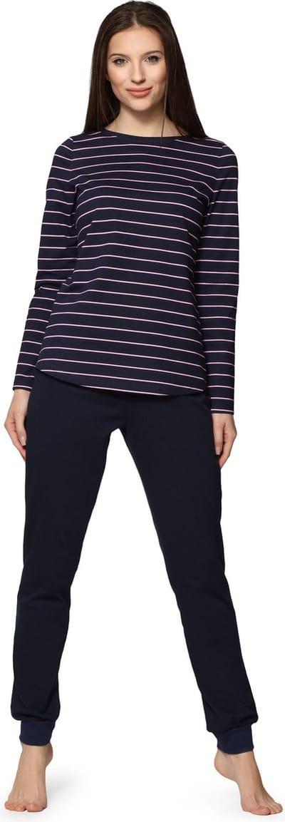 Bellivalini Dames Pyjama - Lange mouwen - Lange broek - Katoen - BLV-BLV50-166-PJ - Marine Roze - S