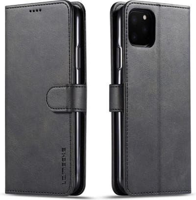 LC.IMEEKE Luxe Book Case - Geschikt voor iPhone 11 Pro Hoesje - Zwart