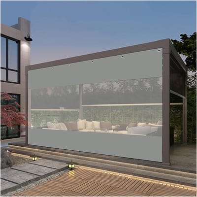 Deurgordijn Buiten - Waterdicht Paneel - Terras Afschermen - Warmte Isolerend - 3 x 3 Meter - Lichtgrijs