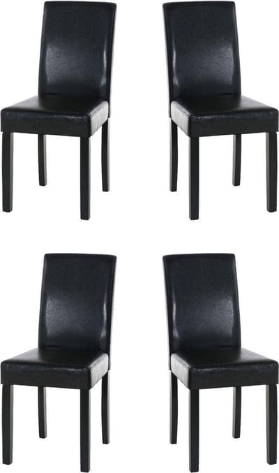 CLP Ina Set van 4 Eetkamerstoelen - Kunstleer bruin zwart