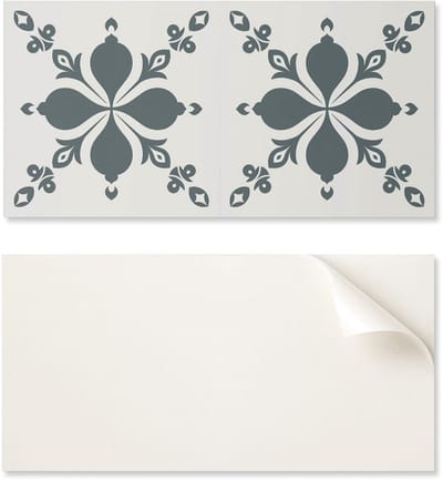 Decoratief vinyl wandpaneel met print, 100x50 cm, sierlijk patroon met bladeren.