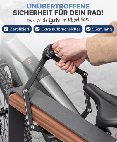 Famanu - Opvouwbaar fietsslot I Veilige diefstalbeveiliging met beugel I In gehard staal Anti-diefstal, slot, fietsslot, fietssloten, E-bike, motorfiets