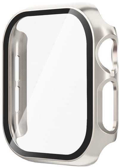 Screenprotector case - geschikt voor Apple Watch 10 / 11 46mm - full cover - hoesje - gehard glas - 46 mm - volledige bescherming - starlight