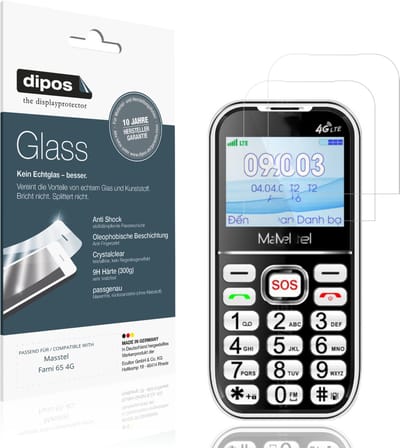 dipos – 2x Pantserfolie geschikt voor Masstel Fami 65 4G | 9H Screenprotector