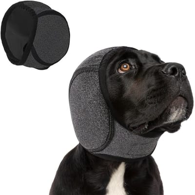 Honden-oorkappen | met verstelbare klittenbandsluiting | verstelbare helm voor geluidsbescherming tijdens het baden, trimmen, bij onweer en vuurwerk 1 Stuks (L)Hoofdomtrek 45-60cm|Cyslmuk®