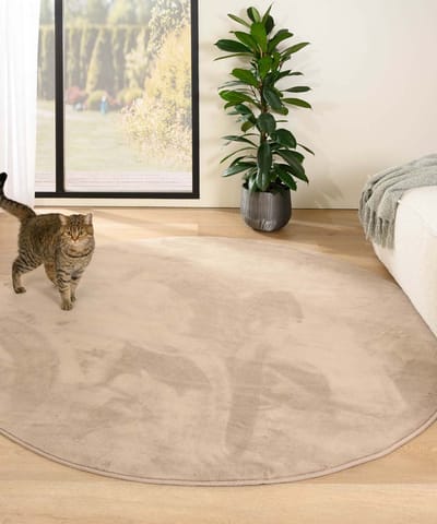 Rond zacht vloerkleed - Plush beige 120