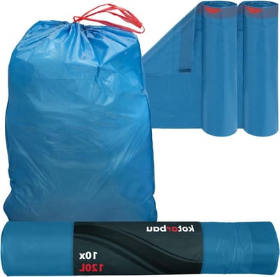 Vuilniszakken met Trekband - Afvalzakken - Afval Opruimen - Scheurvast en Geurdicht - 120 L - Blauw