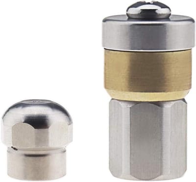 Riool Jet Nozzle - Afvoer Reiniger Mondstuk - Verstoppingen Verwijderen - 1 Voor 3 Achter Jets - G1/8 - Zilver