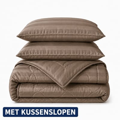 Dekbed Zonder Overtrek 240x200 cm - Taupe - Hotel Velvet – Met Kussenslopen - Wasbaar - Hoesloos Dekbed