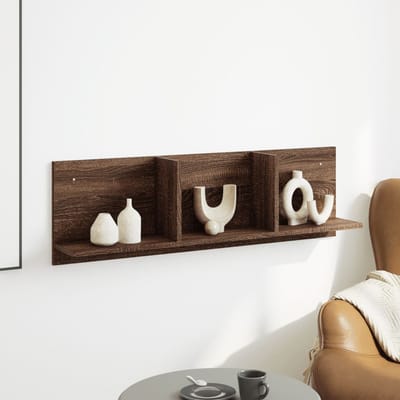 vidaXL - Wandkast - 100x16,5x30 - cm - bewerkt - hout - bruin - eikenkleur