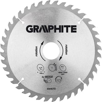 Graphite Cirkelzaagblad Voor Hout 160x20x30 TCT