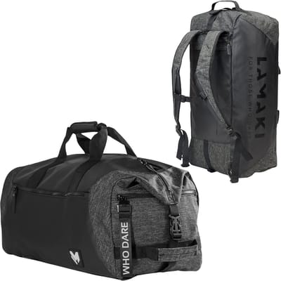 SnelShoppen - Lamaki Holdall Duffel Backpack Weekender 45-50L Zwart - Urban Sports Gym Reis Tas - Lichtgewicht Heavy Duty Handbagage met Schoenenvak -