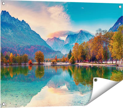 Gards Tuinposter Meer - 80x60 cm - Tuindoek - Tuindecoratie - Wanddecoratie buiten - Tuinschilderij