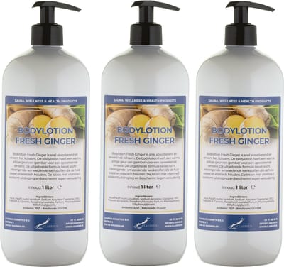 Bodylotion Fresh Ginger 1 Liter - met gratis pomp - set van 3 stuks