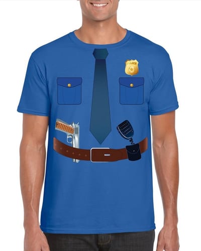 Politie uniform kostuum blauw shirt voor heren - Hulpdiensten verkleedkleding S