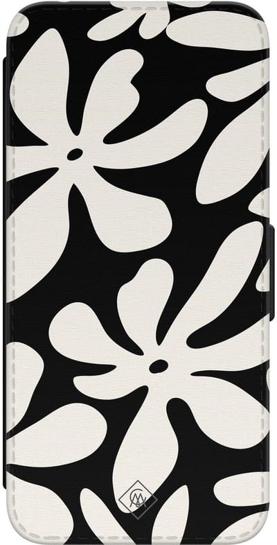 Casimoda® bookcase - Geschikt voor Samsung Galaxy S24 - Hoesje met pasjeshouder - Noir Bloom - Zwart - Kunstleer