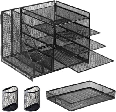 Bureau Organizer - Opbergbak - Kantoor Organisatie - 5 Niveaus Met Lade - 35 x 305 cm - Meerkleurig