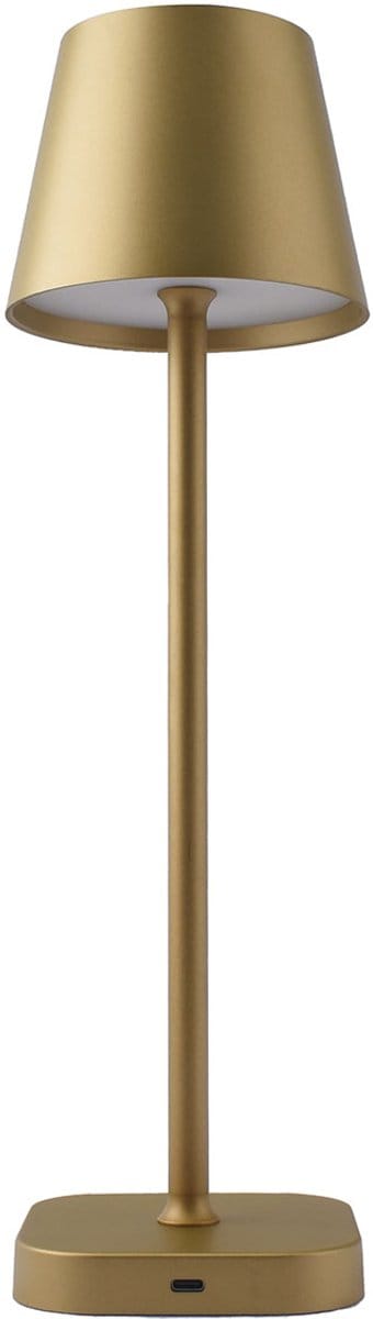 FlinQ Tafellamp Lume - Tafellamp Oplaadbaar - Tafellamp slaapkamer - Oplaadbaar - Dimbaar met geheugenstand - 3 lichtstanden - 38cm - Goud