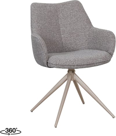 LABEL51 Sawa Eetkamerstoel - Bruin - Royal Stof - Taupe Metaal - Stoel - Normale eetkamerstoel