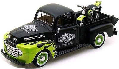 Ford F1 Pickup & Panhead Harley Davidson 1948 1-24 Maisto Zwart / Groen