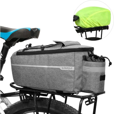 Lixada Geïsoleerde Kofferbak Koeltas met Regenhoes Waterdichte Fietsen Fiets Achterdrager Opberg Bagage Tas Reflecterende MTB Fiets Fietstas grijs
