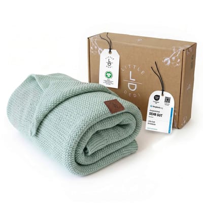 Little Dedi Alina Babydeken – Gebreid – 100% Biologisch Katoen – GOTS – 80x100 cm – Lichtgroen