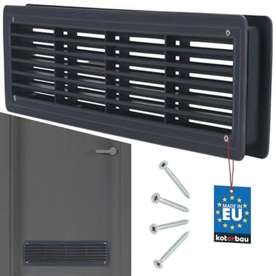 Ventilatierooster voor Deur 13,5 x 48,8 cm - Kunststof Afvoerrooster in Grafietkleur