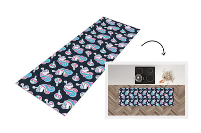 Keukenloper - Loper keuken - Meisje - Unicorn - Lolly snoep - Patronen - 150x50 cm - Keukenloper vinyl