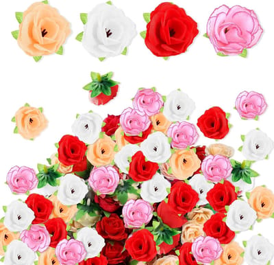 JGS Premium - Kunstbloemkoppen 80 Stuks Mini Kunstbloemen voor Thuis Decoratie - Zijden Bloemen Rozen - Bruiloft Feest Scrapbooking