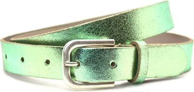 Dames riem metallic - Metallic groene riem - damesriem mint groen 100% leder - Riemmaat 105 - Totale lengte 120 cm
