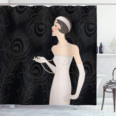 ABAKUHAUS Oud Hollywood douchegordijn – 175x220 cm, Polyester, antracietgrijs beige