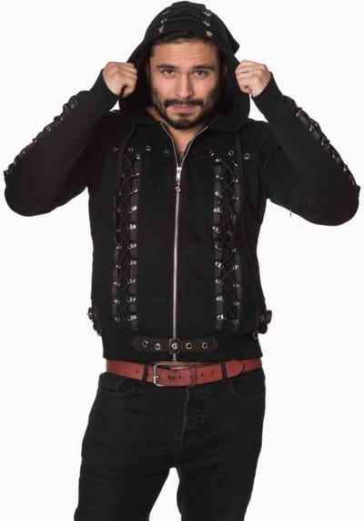 Banned - Pointy hood Vest met capuchon - 2XL - Zwart