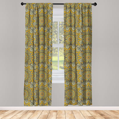 ABAKUHAUS Geometrische Gordijnen – 2x75x225 cm Taupe mikrofaser