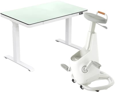 LifeSpan Ampera Fietsbureau met glazen sta-bureau (wit)