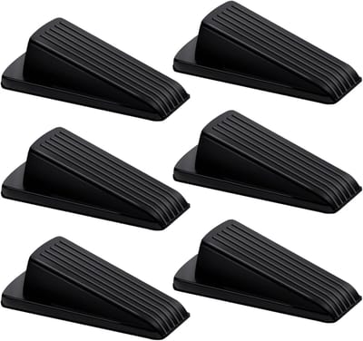 Deurstopper - 6 stuks - Deurstoppers voor de onderkant van de deur - Rubberen deurstopper wig - Stapelbare - Geschikt voor alle vloertypen - Zwart