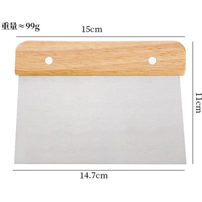 Couteau à découper la pâte en acier inoxydable avec manche en bois, grattoir à crème pour gâteau, accessoires de cuisson pour pâte, coupe-pâtisserie beige