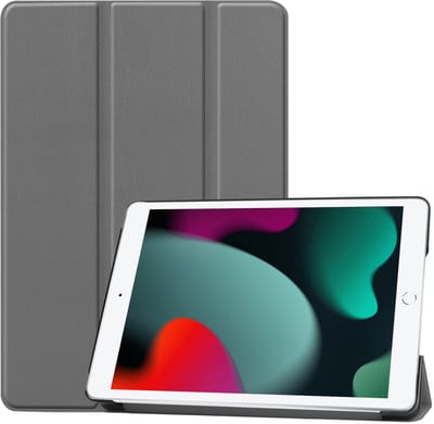 Hoesje Geschikt voor Apple iPad 9 (2021) - 10.2 inch - 9e Generatie - Dun & Stevig - Trifold Bookcase - Hard Cover - Hardcover Book Case - Tablet Hoes - Grijs
