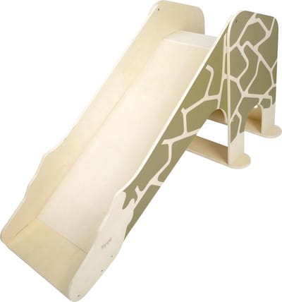 Houten Kinder Glijbaan - Binnenspeelgoed - Actief Spelen - Giraffen Design - 57 cm Hoogte - Naturel